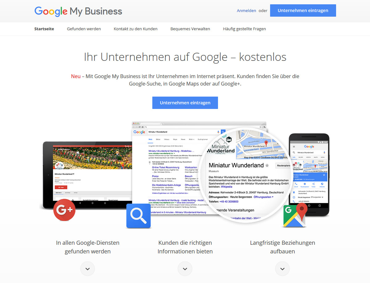 Screenshot Startseite Google MyBusiness